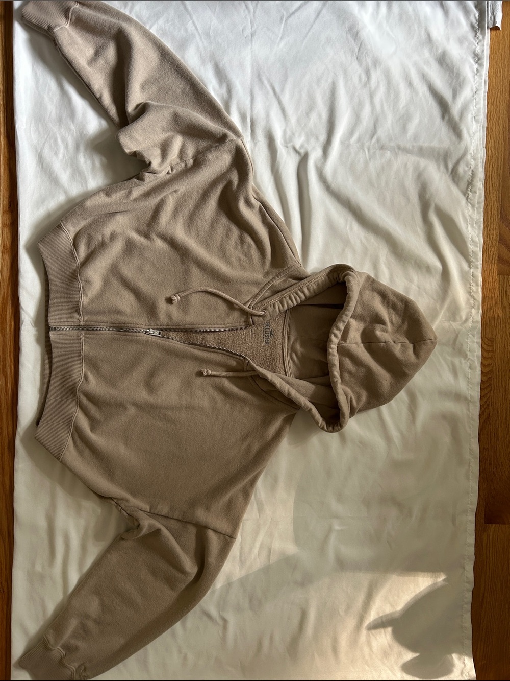 Hollister Taupe Teddy Zip Hoodie Jacket